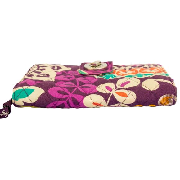 VERA BRADLEY Plumb Crazy Pattern Quilted Turn Lock Wallet Purple Clutch - Picture 6 of 9